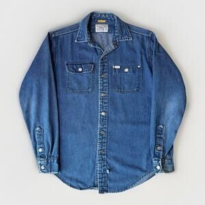 Vintage Polo Ralph Lauren Denim Shirt Women's 16 Blue 90s Authentic Dungarees